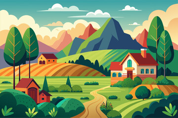Fototapeta premium Tranquil Home Views in the Embrace of Nature