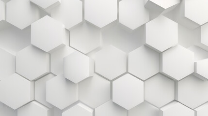 Fototapeta premium Stunning white hexagon wallpaper, 3D rendering for modern designs, abstract and elegant aesthetics.
