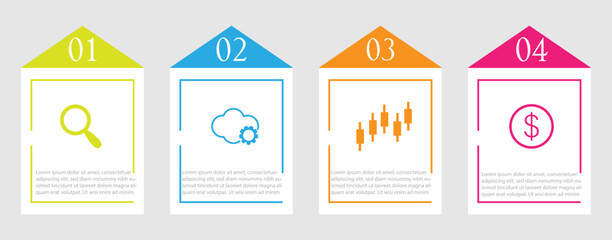 Business infographic design template with four steps