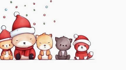 Set of handdrawn Christmas animals card featuring charming illustrations in a unique style.