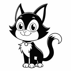 Black and White Cartoon Cat Illustration