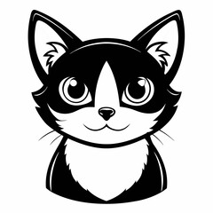 Black and White Cartoon Cat Illustration