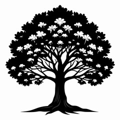 Black Silhouette of a Tree with Roots