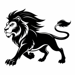 Black and White Stylized Lion Illustration