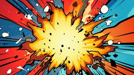 Captivating comic panel bursting with energy and action, featuring a bold speech bubble adding excitement to the scene.