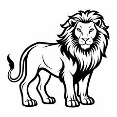 Stylized line art of a Black and White Lion Artwork - Bold Graphic Design