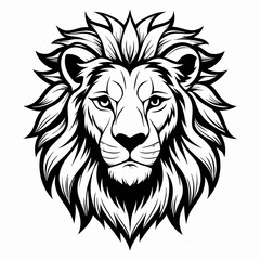 Black and White Lion Face - Bold Vector Illustration