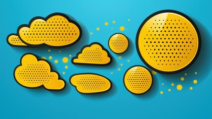 Eyecatching vintage speech bubble set in vibrant colors for impactful design elements.