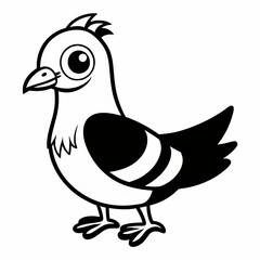 Black and White Pigeon Vector Illustration