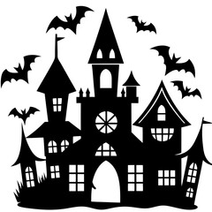 Halloween house silhouette Set Vector illustration