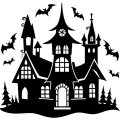 Halloween house silhouette Set Vector illustration