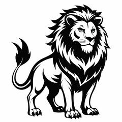 Black and White Lion Illustration