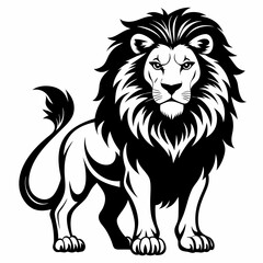 Black and White Lion Illustration