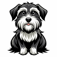 angry dog face black and white vactor illustration 