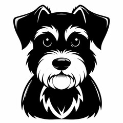 angry dog face black and white vactor illustration 