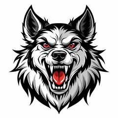 Wolf head Black and White Vector illustration