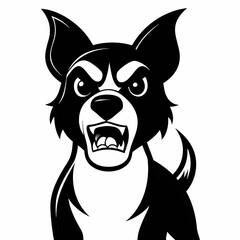 angry dog face black and white vactor illustration 