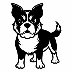 angry dog face black and white vactor illustration 