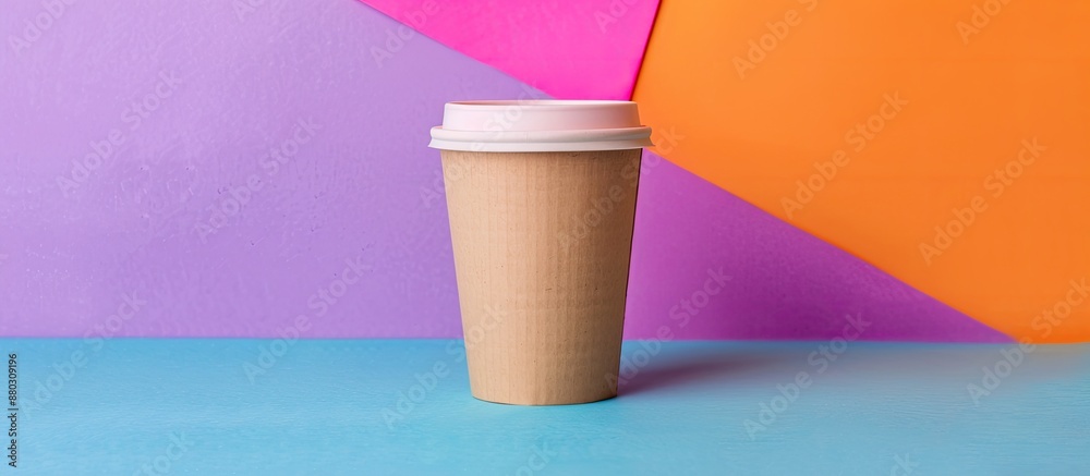 Poster paper cup on a colorful background with copy space image.