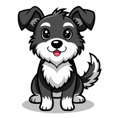 Playful Cartoon Puppy Design - Cute Black and White Outline