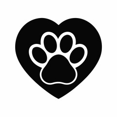 heart shaped paw black and white