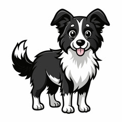 Playful Cartoon Puppy Design - Cute Black and White Outline