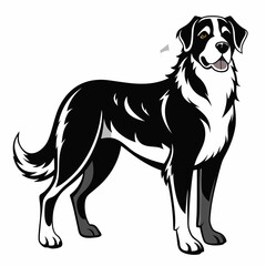 black and white illustration of dog