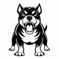 Fierce Rottweiler Dog Illustration black and white