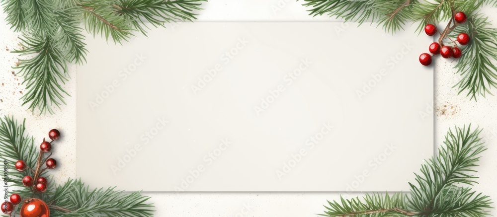 Leinwandbilder festive christmas background with ample copy space image, showcasing a flat lay and top view. adorne