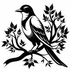 illustration of a black and white bird