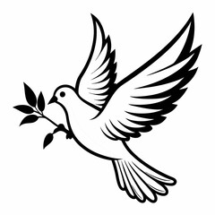 Obraz premium Symbol of Peace: Dove Carrying an Olive Branch