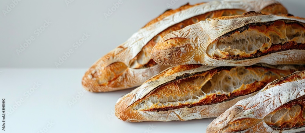 Aufkleber Fresh baguette displayed in a studio setting with a clean white background, suitable for use as a copy space image.