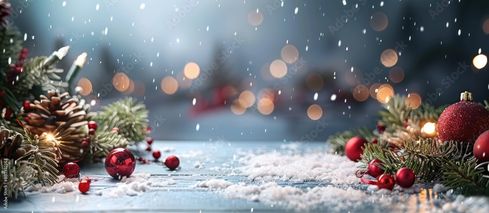 Poster festive christmas decor with space for adding text or images, christmas-themed decorations with empt