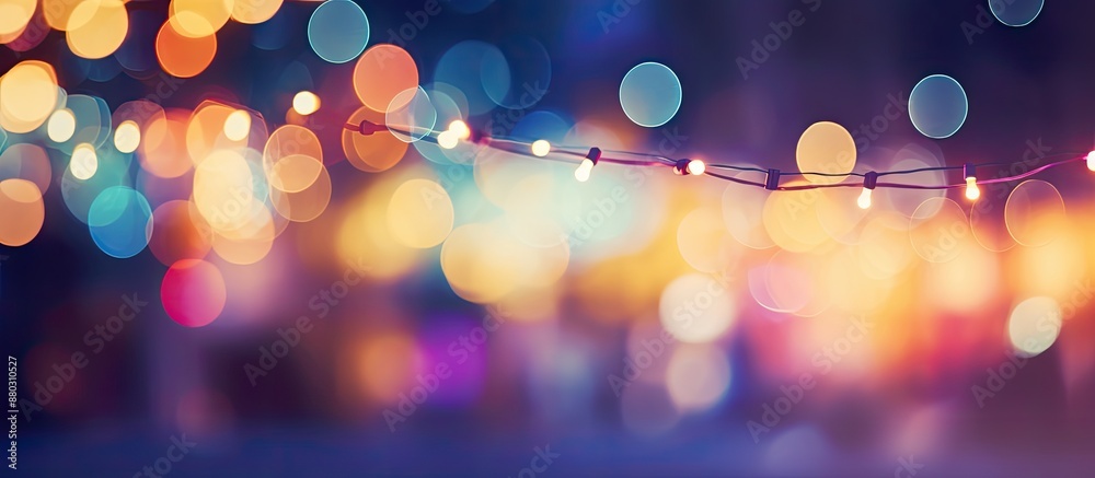 Aufkleber soft colorful bokeh background with luminous electric light garlands, copy space for text against a 