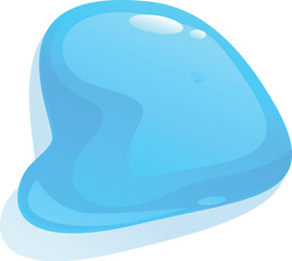 Abstract shape of a blue liquid substance forming an irregular shape on a white background