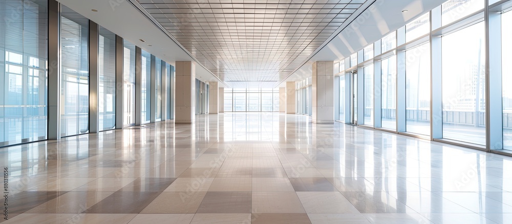 Aufkleber Modern business office building showcasing an empty floor with ample copy space image available.