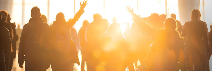 a group of people waving Goodbyes