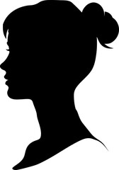 Woman profile head silhouette icon in black color. Vector template illustration art.