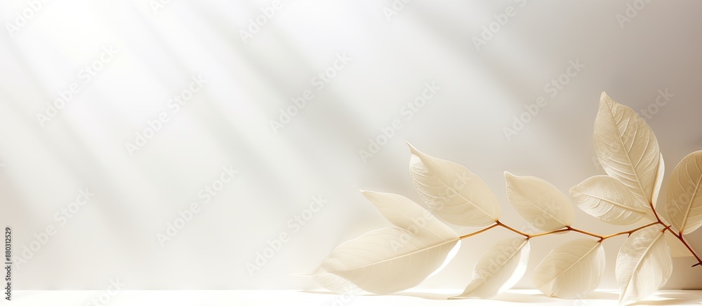 Aufkleber white textured background featuring an organic leaf's shadow overlay effect is perfect for enhancing