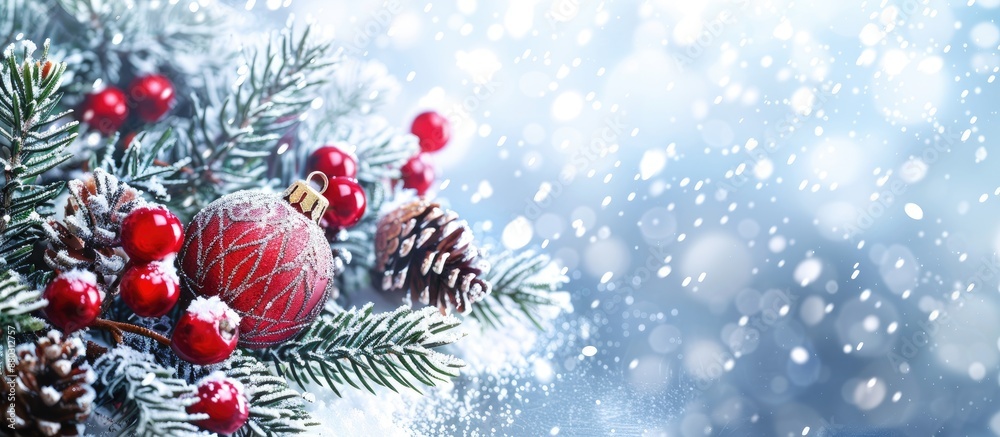 Poster Background for Christmas with decorations and winter theme, suitable for adding text or images (copy space image).