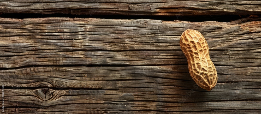 Poster Peanut in the shell on a wooden backdrop with copy space image available.