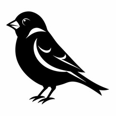 Sparrow silhouette vector icon illustration with a white background.