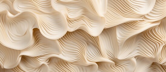 A group of oyster mushrooms grows, creating an edible, eco-friendly meat substitute with a captivating pattern for design featuring copy space images.
