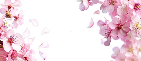 Cherry blossom pink Sakura isolated on white background with copy space image.