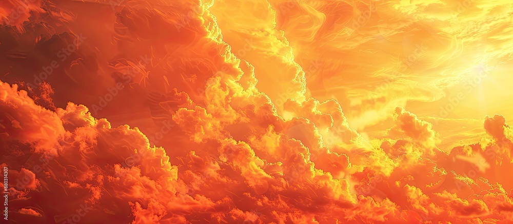 Poster sunset sky with blood red clouds against a golden backdrop, creating a stunning copy space image.