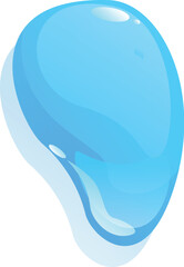 Big shiny blue water drop is flowing down a wall