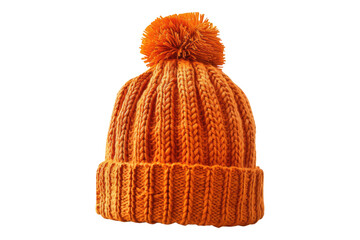 Orange knitted hat isolated on transparent background