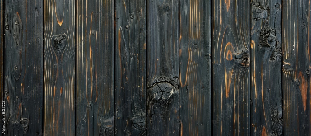 Wall mural texture of a black natural wooden background with copy space image.