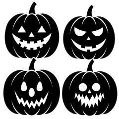 Halloween pumpkin silhouette set