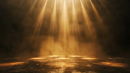 Golden Light Spotlight on Dark Stage